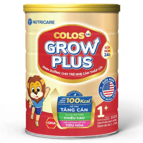 Sữa Bột NUTRICARE COLOS24H GROW PLUS 1+ Lon 850gr (0-2 Tuổi)